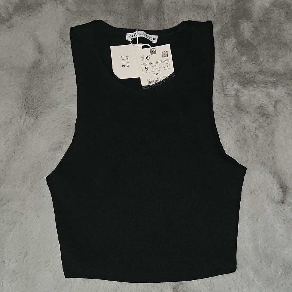 Zara Black Sleeveless Crop Top